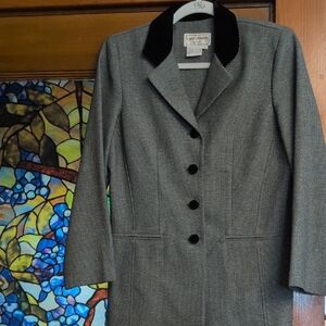 Karin Stevens Charcoal Blazer with Velvet Collar